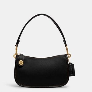 NWT Coach Originals 90s Swinger Bag in Black Leather with Brass Hardware Classic